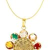 Shree Yantra Navratna stone for pendant With Gold Plated Chain Go