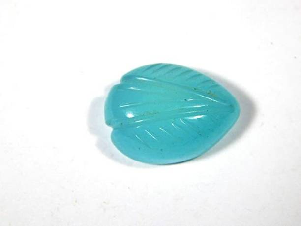 hoseki Sky Blue Onyx Carved Leaves stone Regular Angula...