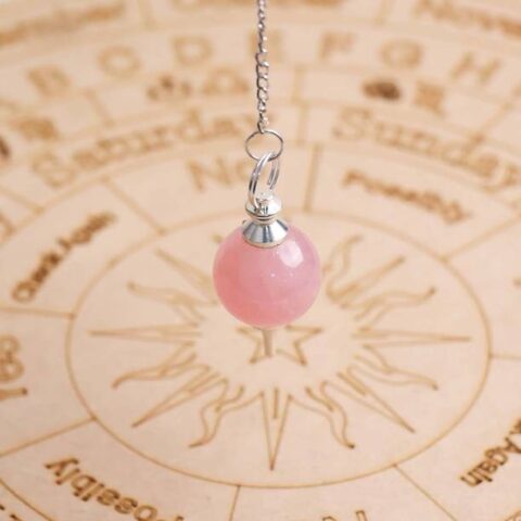 Shubhanjali Healing Crystal Rose Quartz Ball Pendulum D