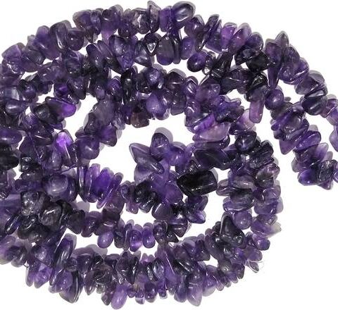 Natural Amethyst Chip Beads Mala stone for necklace 32 Inch Appro
