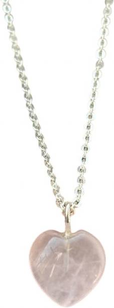 nividita Rose Quartz Heart stone for pendant on Silver Chain Neck