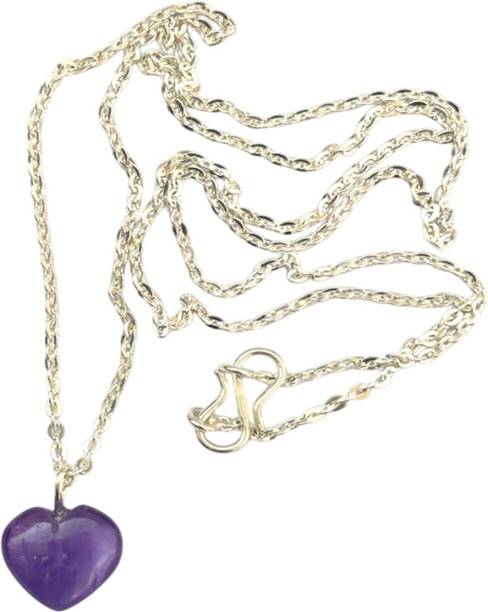 stone for necklace chain Amethyst Silver Plated Brass stone for necklace
