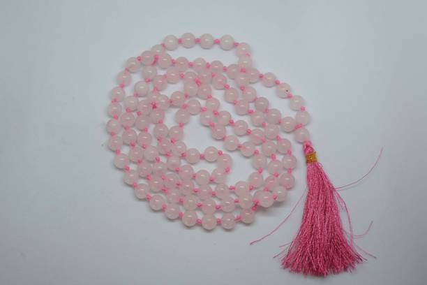 KSJ Real Rose Quartz Crystal Stone Certified Mala|8mm-1