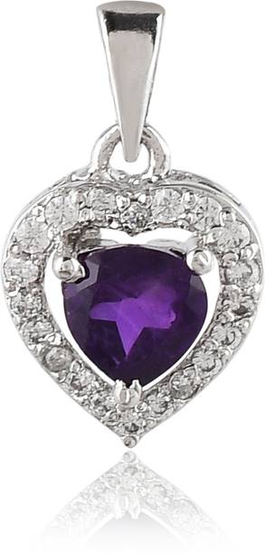 925 Sterling Silver Natural Amethyst Gemstone Pendant /
