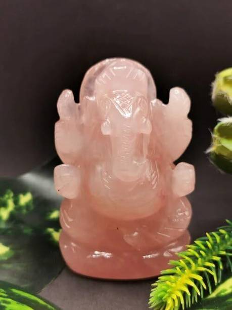 Devlink Natural Rose Quartz Crystal Stone Lord Ganesha