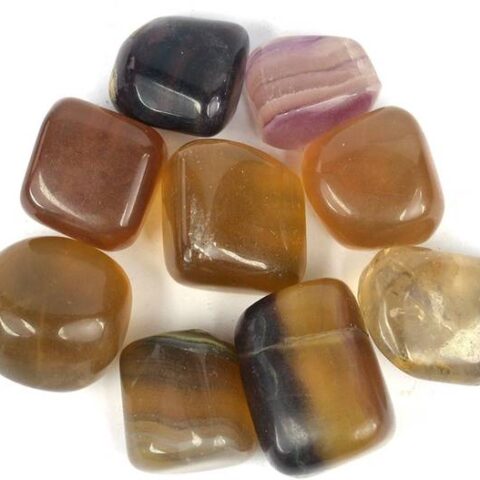 CRYSTU Natural Multi Fluorite Tumble Stone. Charged By ...