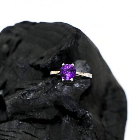 Amethyst Round CZ 925 Sterling Silver stone for ring for Women an