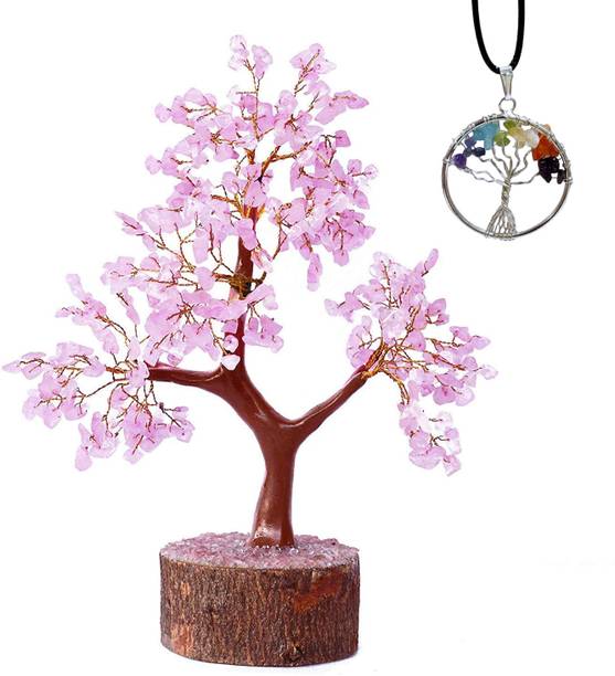 Sawcart Rose Quartz Crystal Bonsai Money Tree 7 Chakr