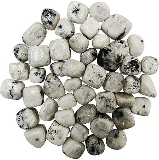 DIVINE CRYSTAL TREASURES Natural Rainbow Moonstone Tumb...