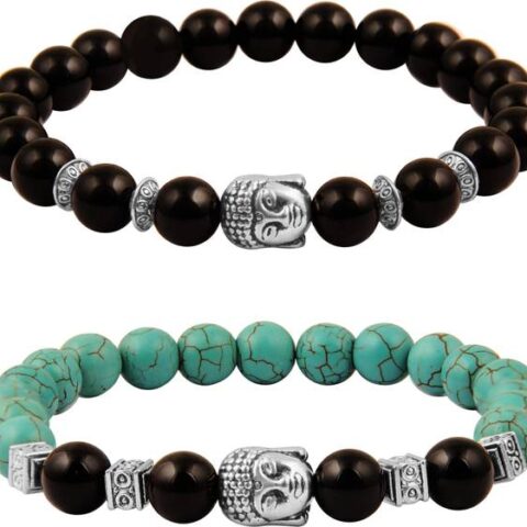 Pearlz Ocean Alloy Agate, Turquoise Silver stones for bracelet Set