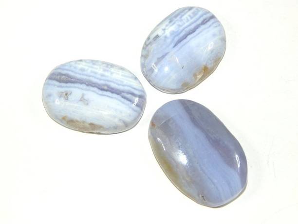 hoseki Beautiful Blue Lace Agate 3 Pcs stone Regular Ov...