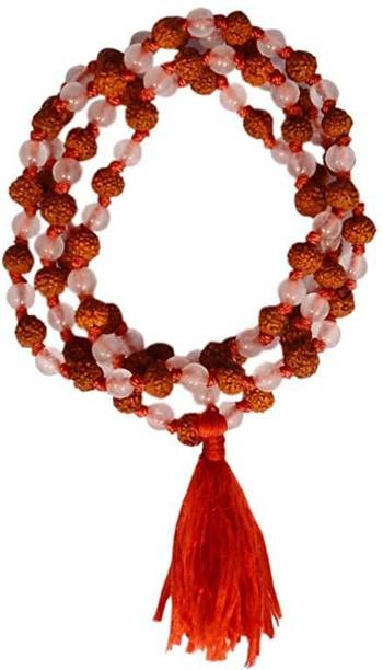 Takshila Gems Natural 5 Face Rudraksha with Rose Quartz