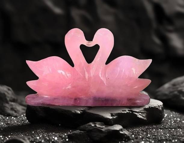 SS Murti Natural 150-200 Gram Rose Quartz Swan Pair Cry