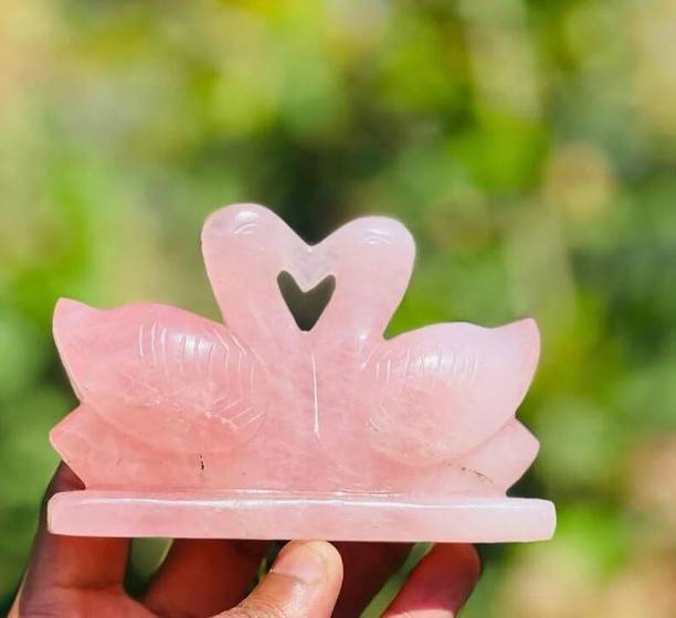 SS Murti Rose Quartz Swan Pair Crystal Love Duck Pair f