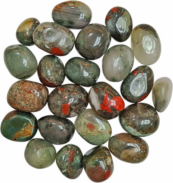 9dzine Bloodstone Tumble Stone 50 Gm,Crystal Green Bloo