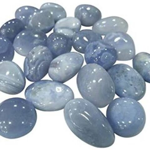 Multiagate Blue Lace Tumble Stones for Reiki Healing Cr...