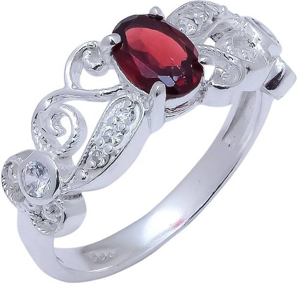 Garnet , White Topaz Natural Gemstone 925 Sterling Silv