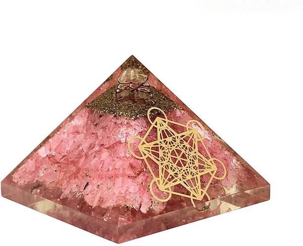 Sawcart Rose Quartz Orgone Pyramid with Metatron Grid f