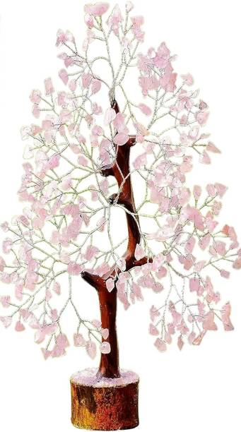 VIBESLE Rose Quartz Crystal Tree, Silver Wire Feng Shui