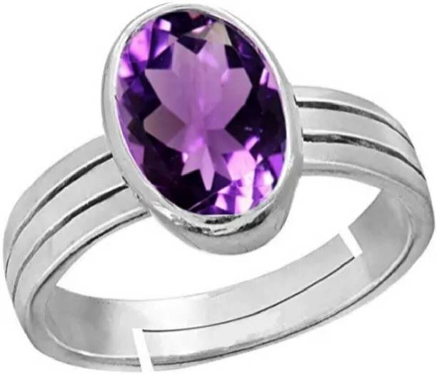 Amethyst 7.25Ratti Certified Stone 92.5% Silver Ajustab...