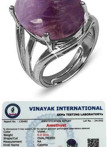 Natural Amethyst Gemstone Adujstable stone for ring for Unisex