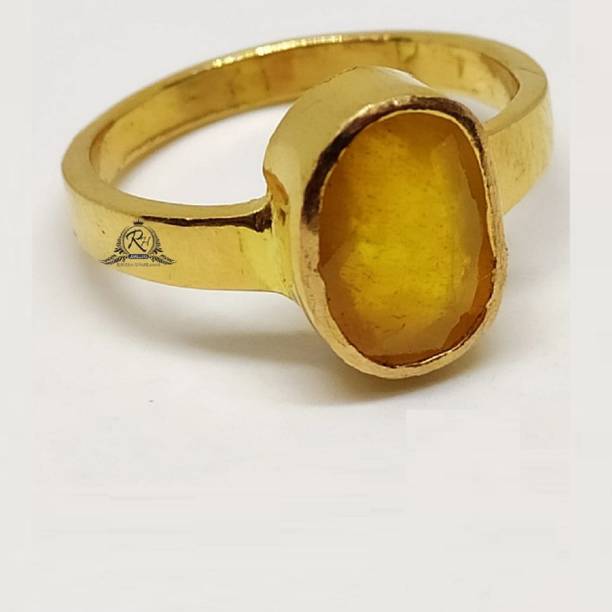 Kundli Gems Natural Yellow Sapphire Stone Unisex Copper