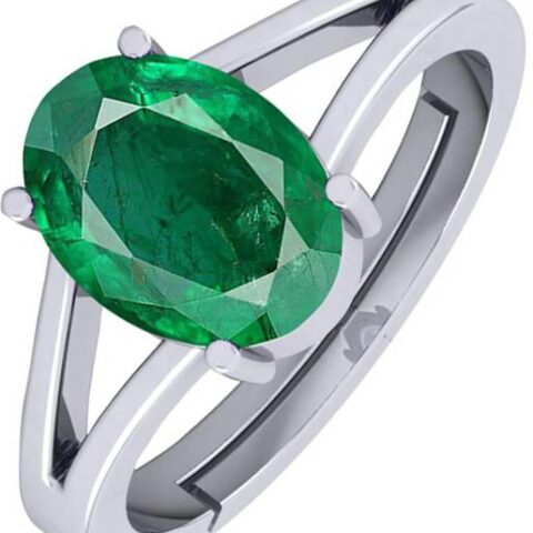 9.25 Ratti Moldavite Panna Silver metal Adjustable stone for ring M...