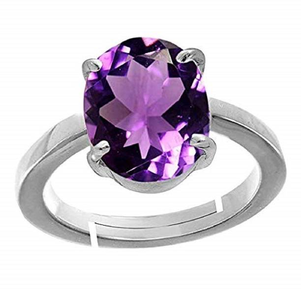 Brass Amethyst Silver Plated stone for ring