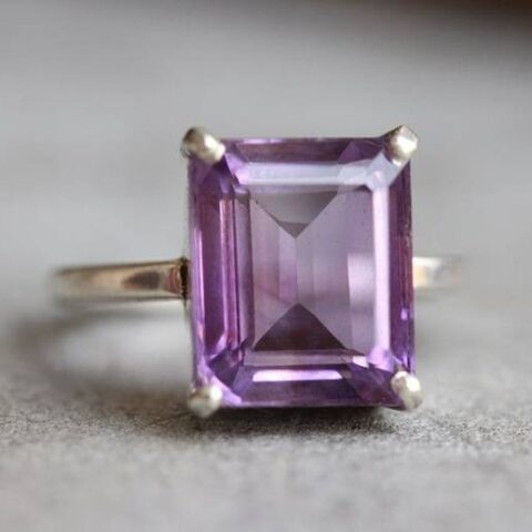 Certified Amethyst Stone stone for ring For Unisex Silver Amethys