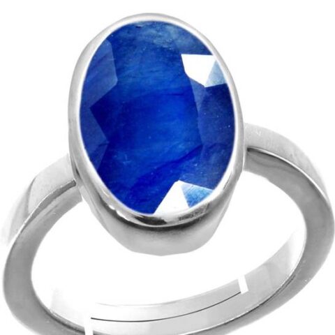 Natural Silver Plated Adjustable stone for stone for ring Blue Sapphire 7.2...