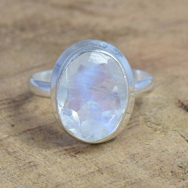 Brass Moonstone Silver Plated stone for ring