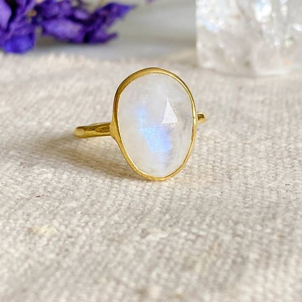 Brass Moonstone Gold Plated stone for ring