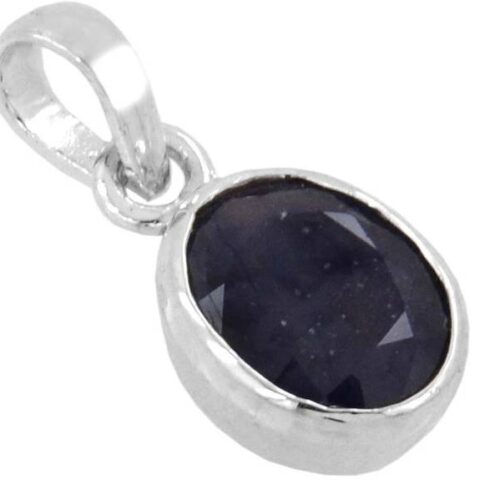 925 Hallmark Pure Silver With Natural Neelam Pendent Sa...