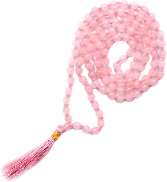 Takshila Gems Natural Rose Quartz Mala (108+1) 6 mm Kno
