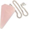 CRYSTU Rose Quartz Dowser Natural Crystal Dowser Reiki