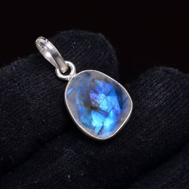 Silver Moonstone Crystal, Stone, Sterling Silver Pendan