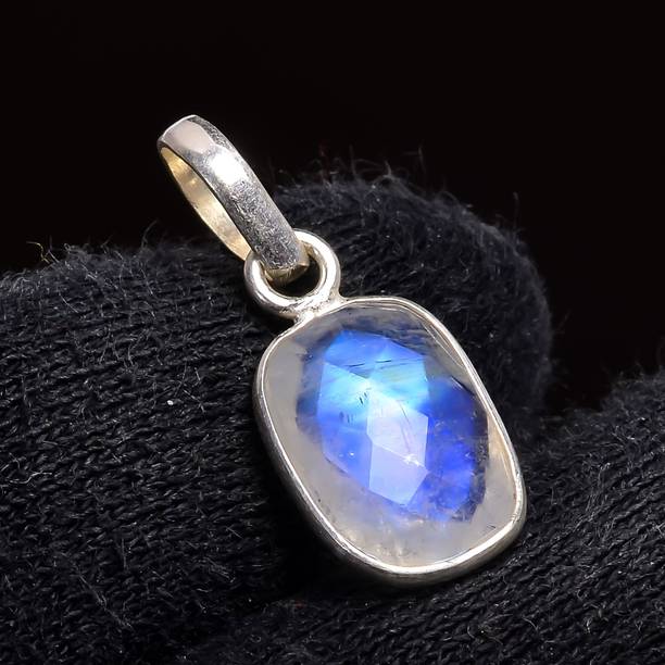 100% Rainbow Moonstone 925 Sterling Silver stone for pendant 1" S
