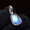 925 Sterling Silver Rainbow Moonstone stone for pendant 1" Silver