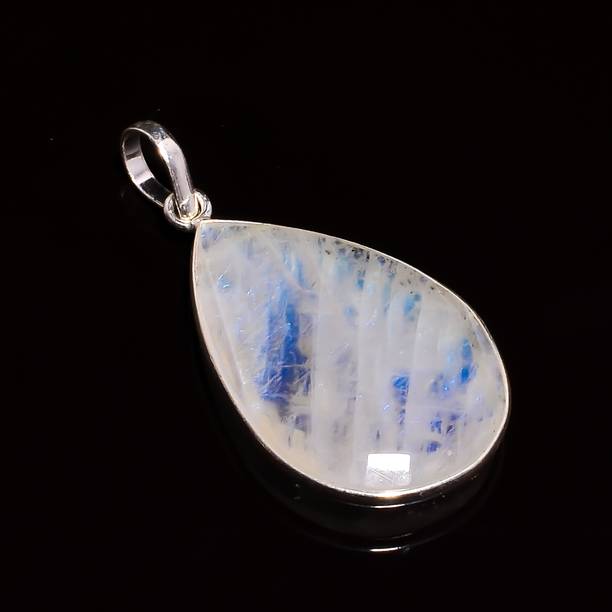 Gorgeous Rainbow Moonstone Gemstone stone for pendant 1.6", Pear