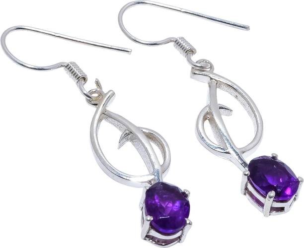 Amethyst Natural Gemstone 925 Sterling Silver Earstone for ringCE