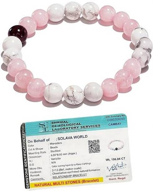 DVISHA Stone, Rose Quartz, Howlite Crystal, Garnet Brac