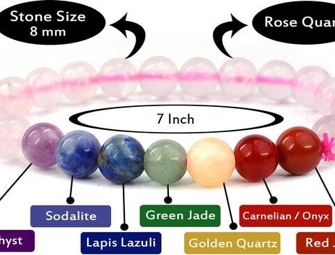 REIKI CRYSTAL PRODUCTS Stone, Rose Quartz, 7 Chakra Bea