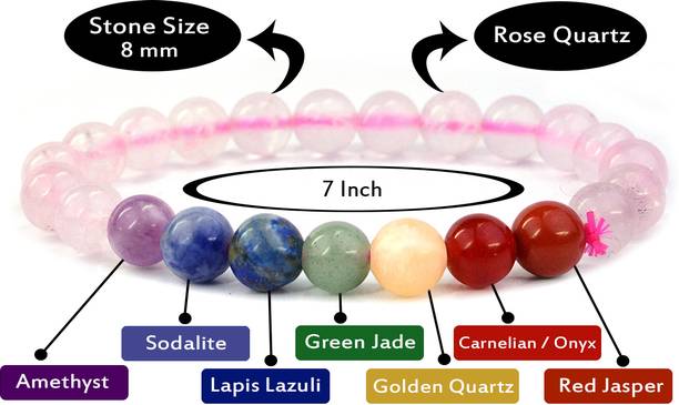 REIKI CRYSTAL PRODUCTS Stone, Rose Quartz, 7 Chakra Bea