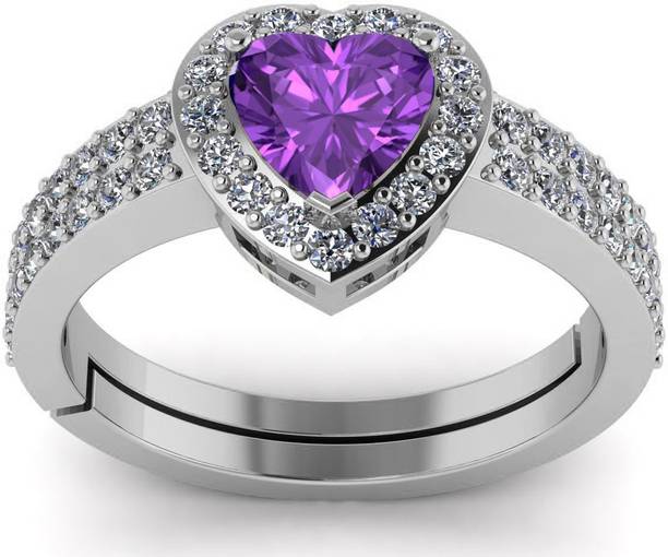 9.25 Ratti Certified Amethyst Gemstone Silver Plated Ri