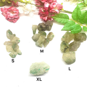 Green Tourmaline on Quartz Rough (Prosperity)