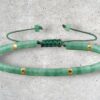 Adjustable Green Aventurine Bead Bracelet - High Quality Minimalist Jewelry, Tibetan Gemstone