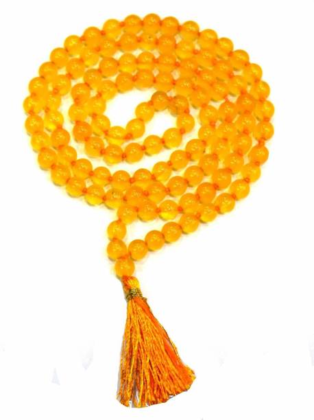 Yellow Agate Hakik Japa Mala 108 + 1 Beads (6 M.M) Sapp...