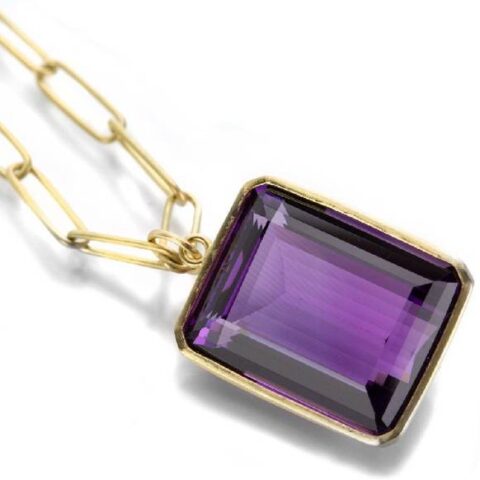 pendant locket Gold-plated Amethyst Stone