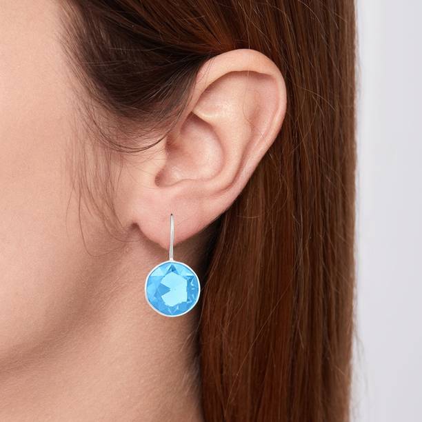 Silverplated round shape blue sapphire crystal stone