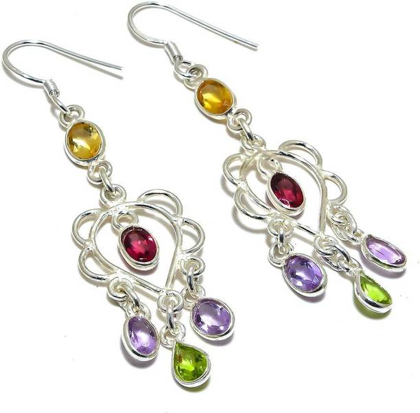 Garnet, Amethyst, Peridot Gemstone 925 Sterling Silver ...